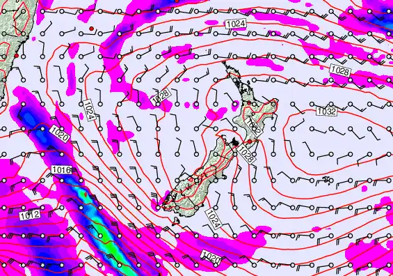 New Zealand forecast chart for Thursday, April 2nd, 2026 at 6:00 PM