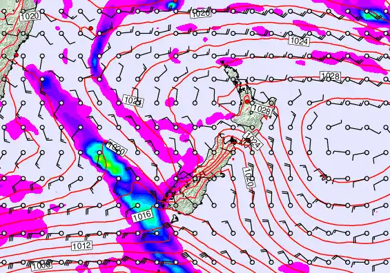 New Zealand forecast chart for Friday, April 3rd, 2026 at 6:00 AM