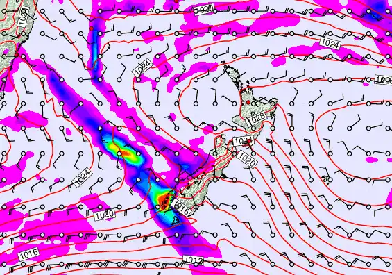 New Zealand forecast chart for Friday, April 3rd, 2026 at 12:00 PM