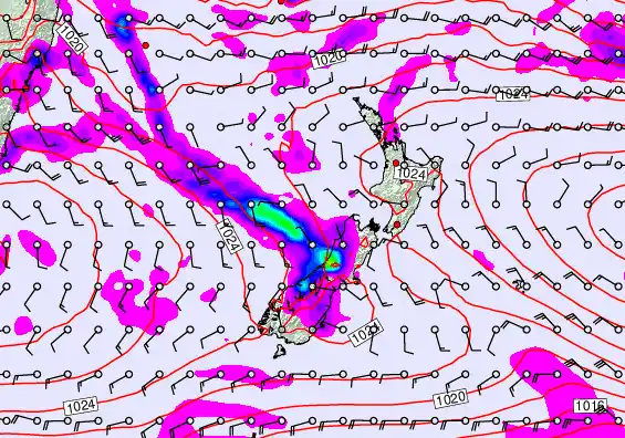 New Zealand forecast chart for Saturday, April 4th, 2026 at 6:00 AM