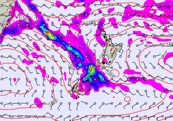 New Zealand forecast chart for Saturday, April 4th, 2026 at 6:00 PM
