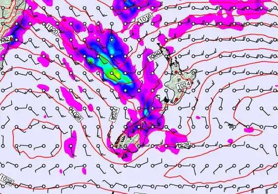 New Zealand forecast chart for Sunday, April 5th, 2026 at 6:00 AM