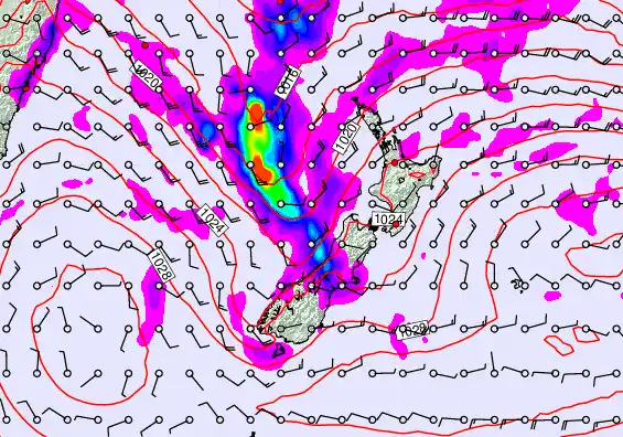 New Zealand forecast chart for Sunday, April 5th, 2026 at 12:00 PM