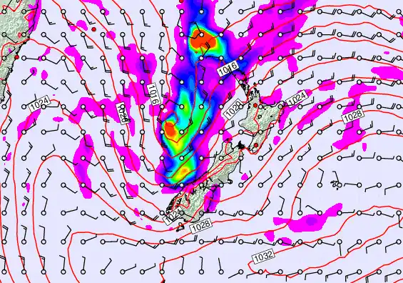 New Zealand forecast chart for Monday, April 6th, 2026 at 12:00 AM