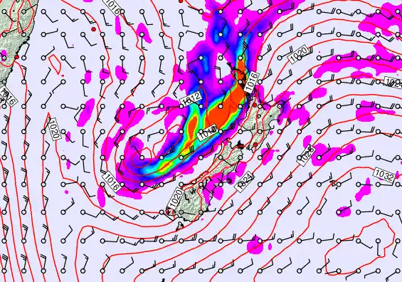 New Zealand forecast chart for Monday, April 6th, 2026 at 12:00 PM