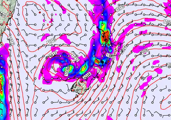 New Zealand forecast chart for Tuesday, April 7th, 2026 at 12:00 AM