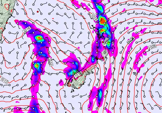 New Zealand forecast chart for Wednesday, April 8th, 2026 at 12:00 AM
