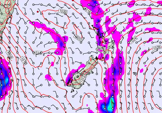 New Zealand forecast chart for Wednesday, April 8th, 2026 at 12:00 PM
