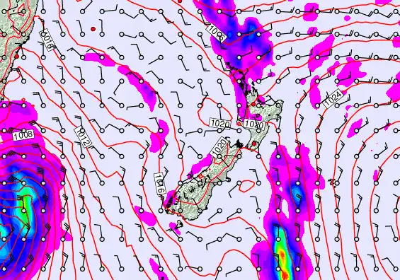 New Zealand forecast chart for Wednesday, April 8th, 2026 at 6:00 PM
