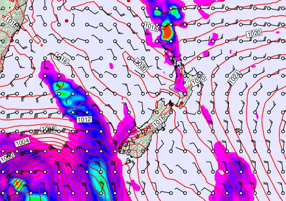 New Zealand forecast chart for Thursday, April 9th, 2026 at 6:00 AM