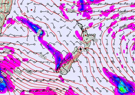 New Zealand forecast chart for Thursday, April 9th, 2026 at 6:00 PM