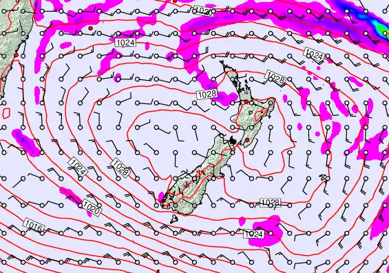New Zealand forecast chart for Wednesday, April 1st, 2026 at 6:00 PM
