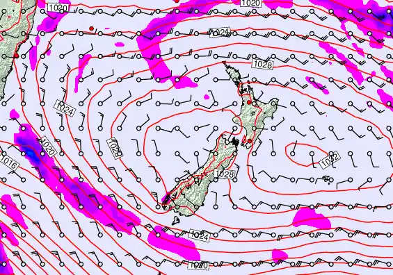 New Zealand forecast chart for Thursday, April 2nd, 2026 at 6:00 AM