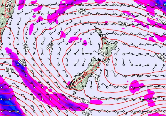 New Zealand forecast chart for Thursday, April 2nd, 2026 at 12:00 PM