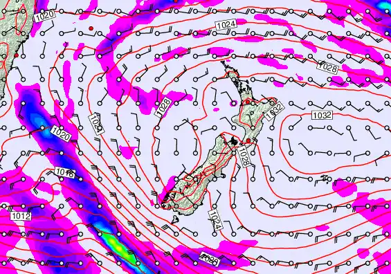 New Zealand forecast chart for Thursday, April 2nd, 2026 at 6:00 PM