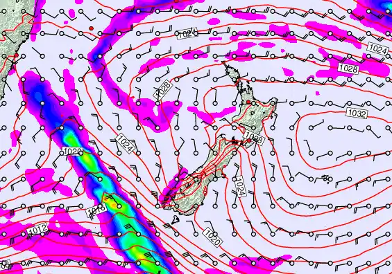 New Zealand forecast chart for Friday, April 3rd, 2026 at 12:00 AM