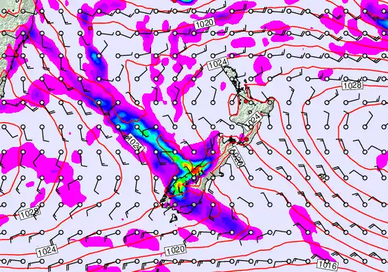 New Zealand forecast chart for Saturday, April 4th, 2026 at 12:00 AM