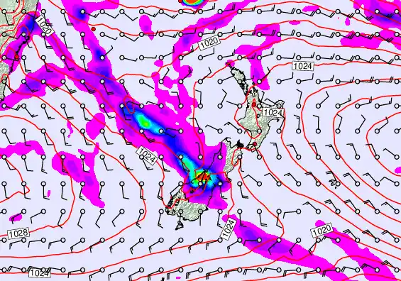 New Zealand forecast chart for Saturday, April 4th, 2026 at 6:00 AM