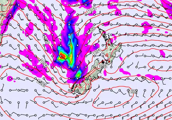 New Zealand forecast chart for Sunday, April 5th, 2026 at 6:00 AM