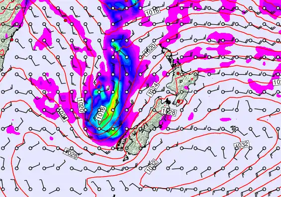 New Zealand forecast chart for Sunday, April 5th, 2026 at 12:00 PM
