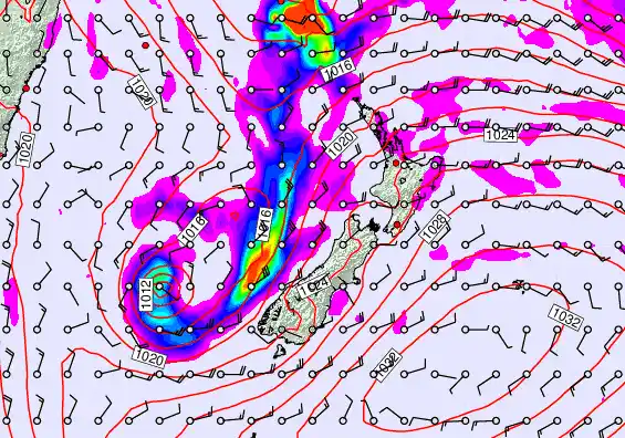 New Zealand forecast chart for Monday, April 6th, 2026 at 12:00 AM