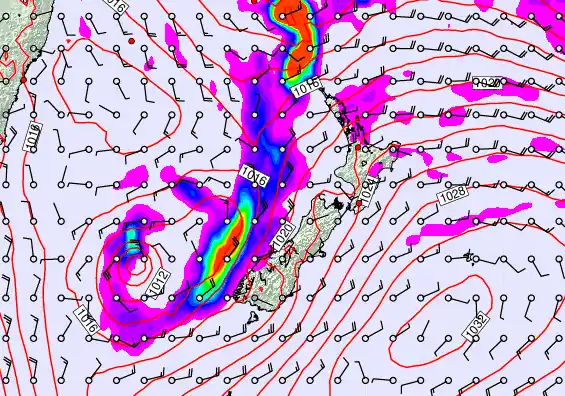 New Zealand forecast chart for Monday, April 6th, 2026 at 6:00 AM