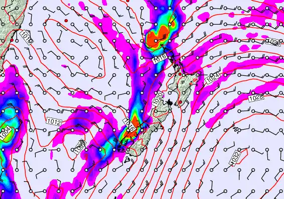 New Zealand forecast chart for Monday, April 6th, 2026 at 6:00 PM