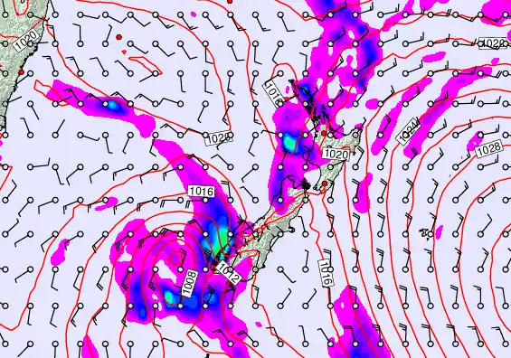 New Zealand forecast chart for Wednesday, April 8th, 2026 at 12:00 AM