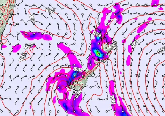 New Zealand forecast chart for Wednesday, April 8th, 2026 at 6:00 AM