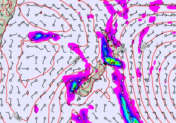 New Zealand forecast chart for Wednesday, April 8th, 2026 at 12:00 PM