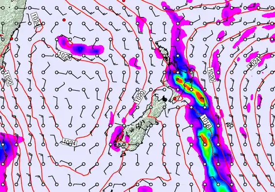 New Zealand forecast chart for Thursday, April 9th, 2026 at 12:00 AM