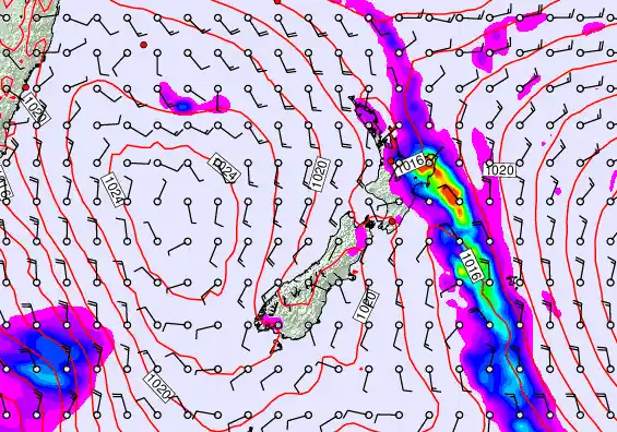 New Zealand forecast chart for Thursday, April 9th, 2026 at 6:00 AM