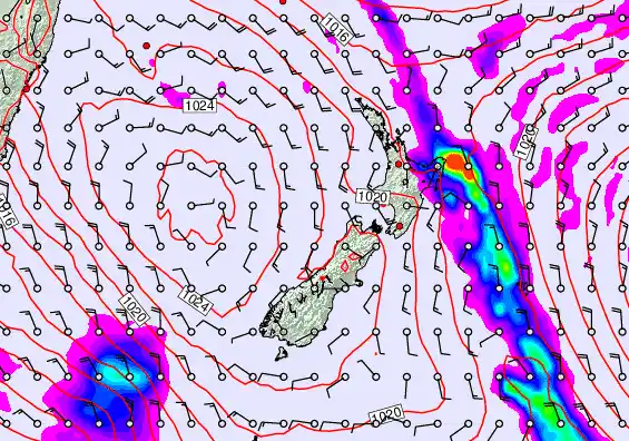 New Zealand forecast chart for Thursday, April 9th, 2026 at 12:00 PM