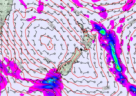 New Zealand forecast chart for Friday, April 10th, 2026 at 12:00 AM