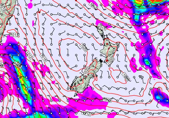 New Zealand forecast chart for Friday, April 10th, 2026 at 6:00 PM