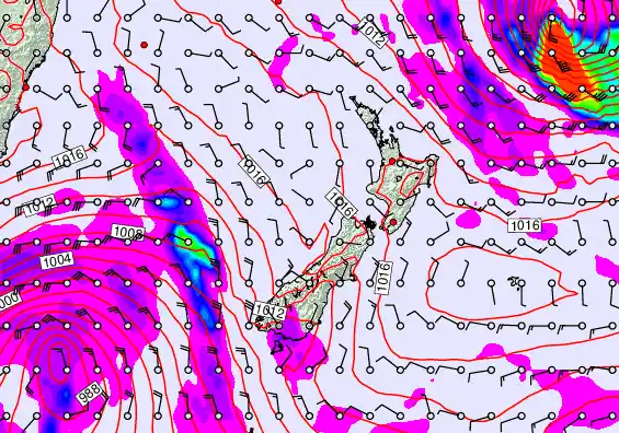 New Zealand forecast chart for Saturday, April 11th, 2026 at 12:00 PM