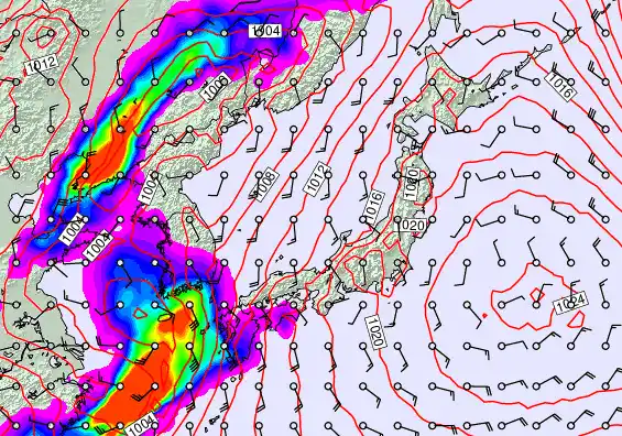 Japan forecast chart for Friday, April 3rd, 2026 at 6:00 PM