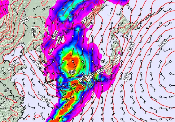 Japan forecast chart for Saturday, April 4th, 2026 at 6:00 AM