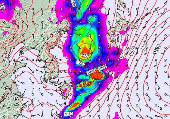 Japan forecast chart for Saturday, April 4th, 2026 at 12:00 PM