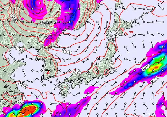 Japan forecast chart for Sunday, April 5th, 2026 at 6:00 PM