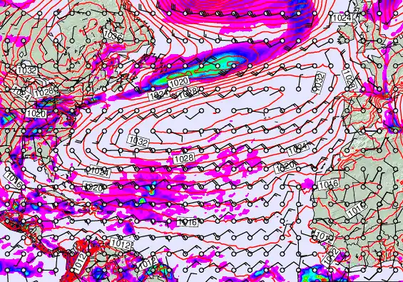 North Atlantic forecast chart for Thursday, April 2nd, 2026 at 12:00 AM