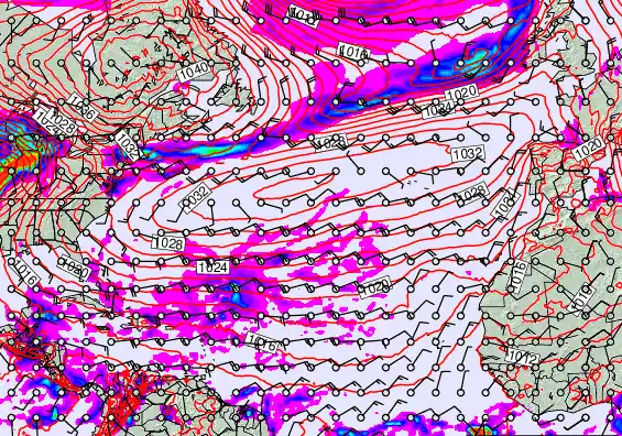 North Atlantic forecast chart for Thursday, April 2nd, 2026 at 12:00 PM