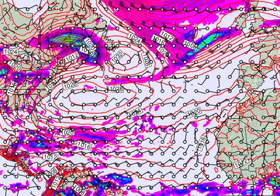 North Atlantic forecast chart for Saturday, April 4th, 2026 at 12:00 AM