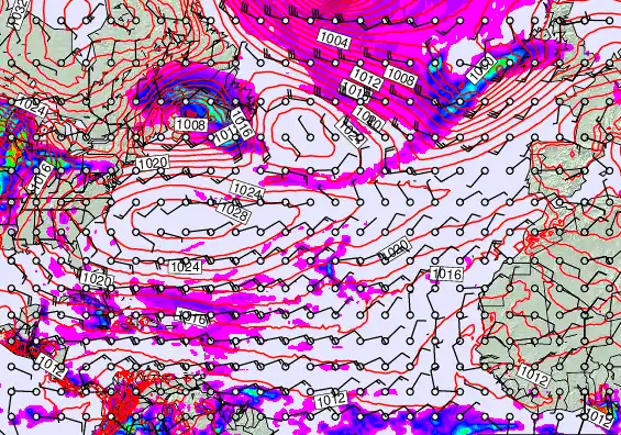 North Atlantic forecast chart for Saturday, April 4th, 2026 at 6:00 AM