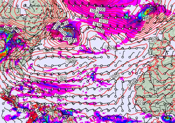 North Atlantic forecast chart for Saturday, April 4th, 2026 at 12:00 PM