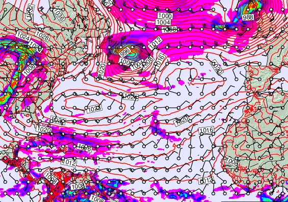 North Atlantic forecast chart for Saturday, April 4th, 2026 at 6:00 PM