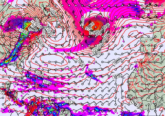North Atlantic forecast chart for Sunday, April 5th, 2026 at 6:00 AM