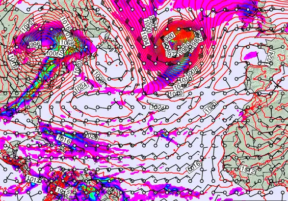North Atlantic forecast chart for Sunday, April 5th, 2026 at 12:00 PM