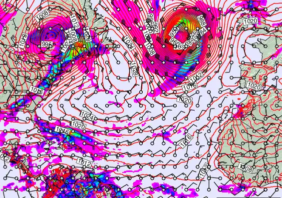 North Atlantic forecast chart for Sunday, April 5th, 2026 at 6:00 PM