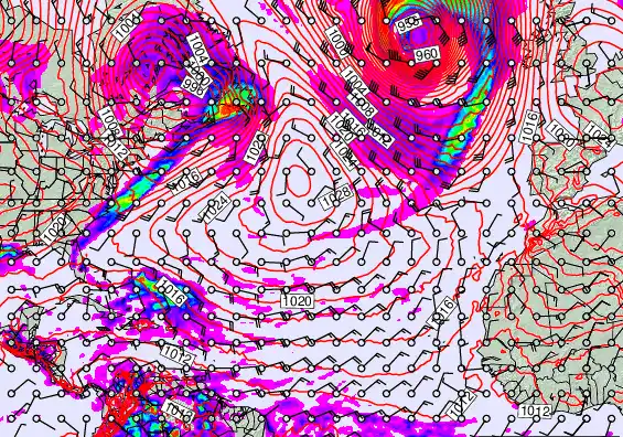 North Atlantic forecast chart for Monday, April 6th, 2026 at 6:00 AM
